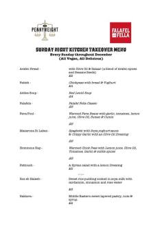 Sunday night kitchen takeover menu at the Pennyweight, Darlington